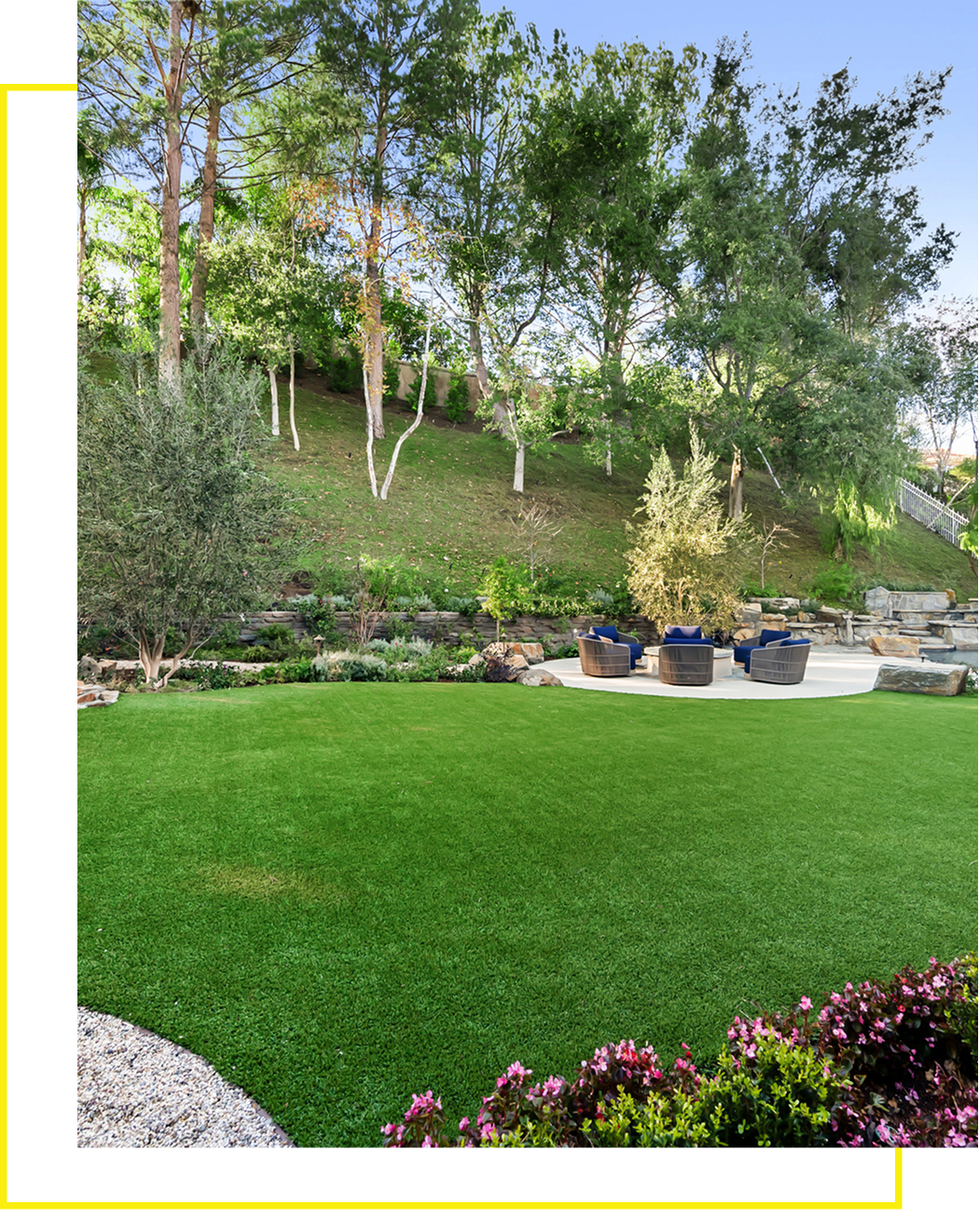 Tranquil garden with vibrant grass and plants