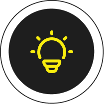 Illuminated bulb graphic in round design