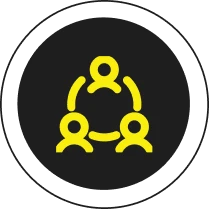 Group connection symbol in yellow and black