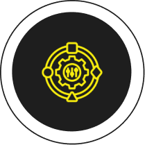 Yellow gear icon on black background