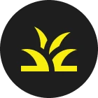 Minimalist yellow design with black circle.
