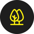 Yellow tree icon on black background
